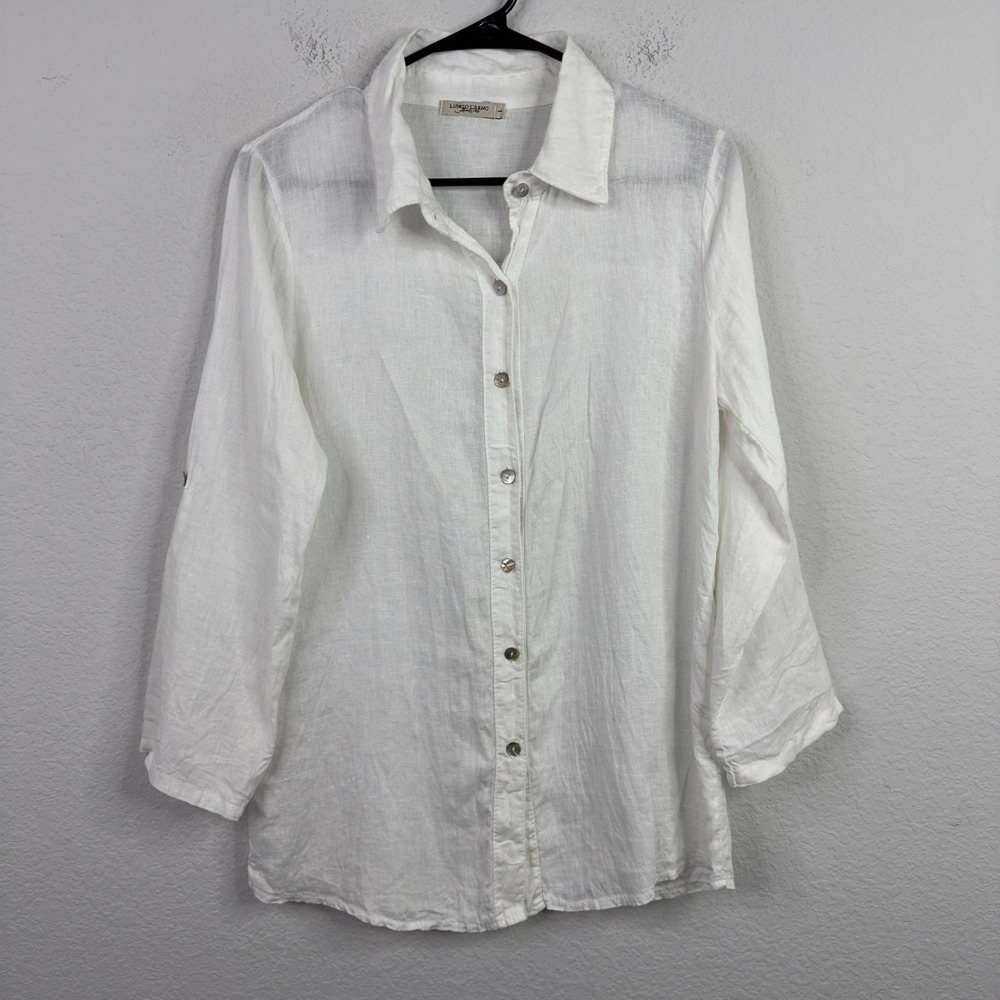 Lungo L'Arno Shirt L White Linen Minimalist Coastal Italy Beachy Resort Napoli